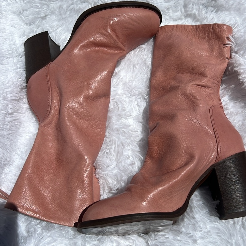 Free People Elle block heel boot sunset sand,l pink - Picture 2 of 13